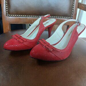 Red leather pumps for your closet! New and Unworn.